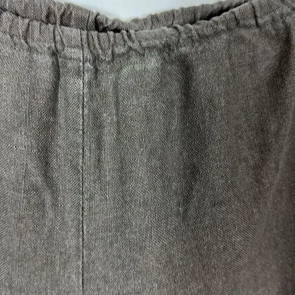 Eileen Fisher Brown Linen Wide Leg Mid Rise Pants Size M - Picture 2 of 13
